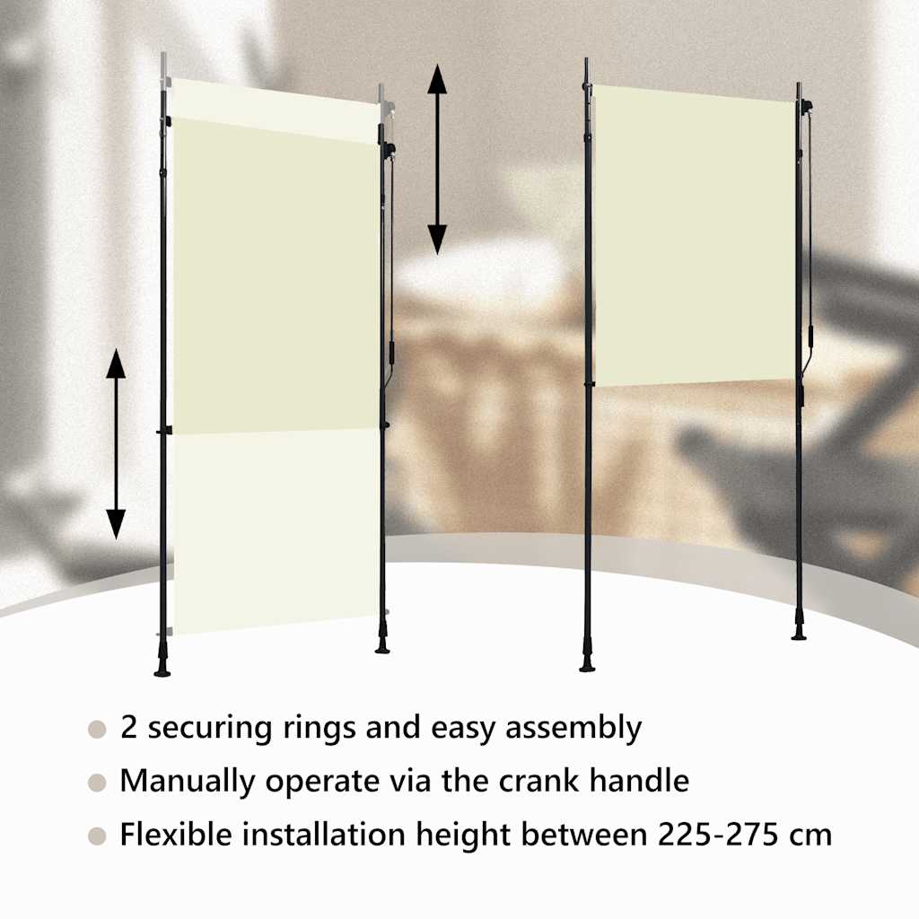 Outdoor Roller Blind 100 x 270 cm Cream