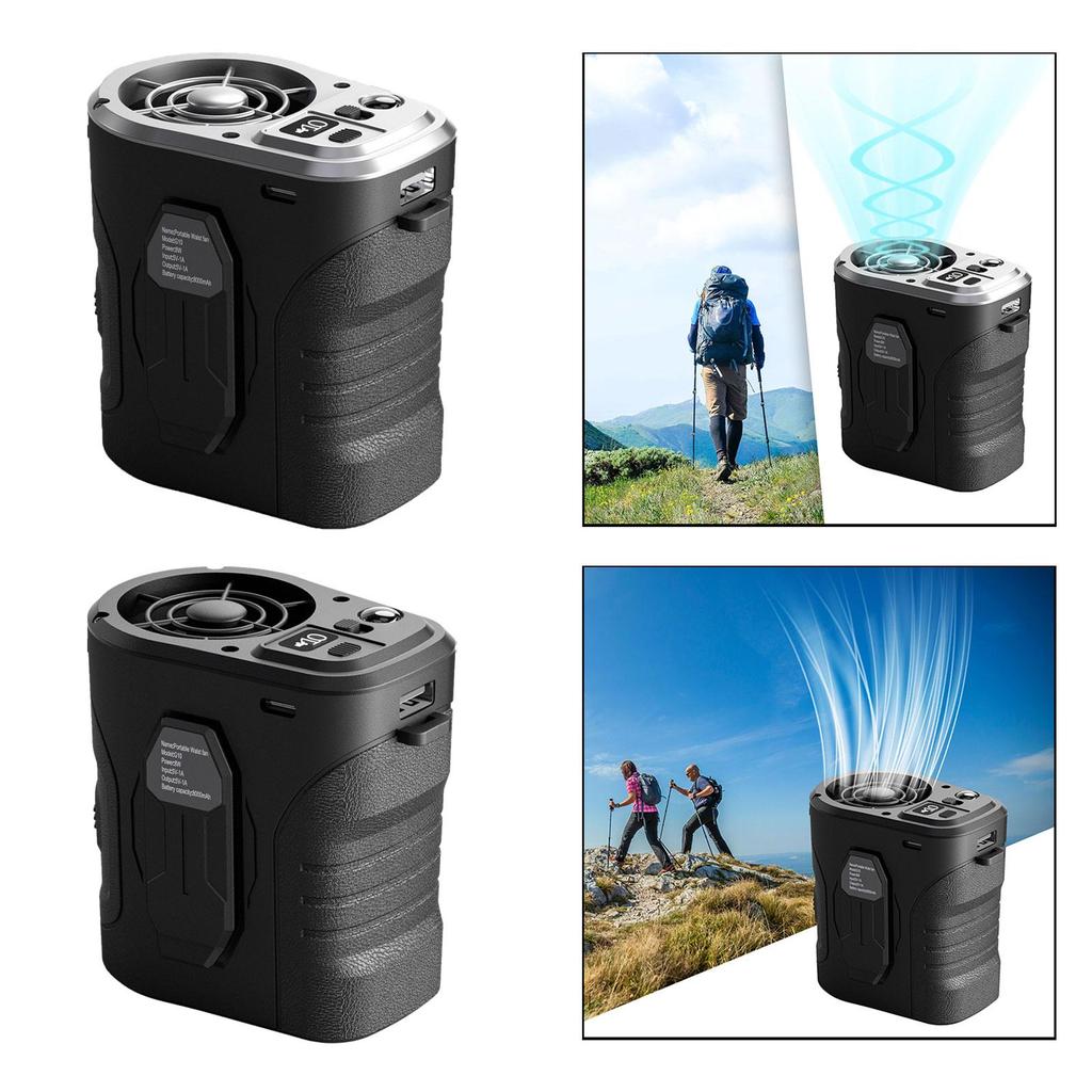 Waist Clip Fan Neck Fan Portable Rechargeable Lightweight Personal Fan Hanging Fan for Worksite Outdoor Sports Camping Fishing