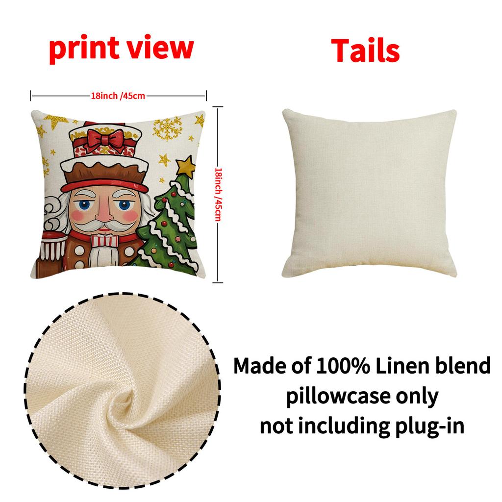 New Christmas Pillow Cover Nutcracker Soldier Print Cushion Living Room Decoration Sofa Cushion