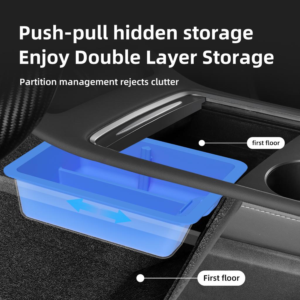 LUCKEASY for Tesla Model 3 Model Y 2023 Central Control Storage Box Ice Crystal Style Armrest Organizer Case Ca Accessories