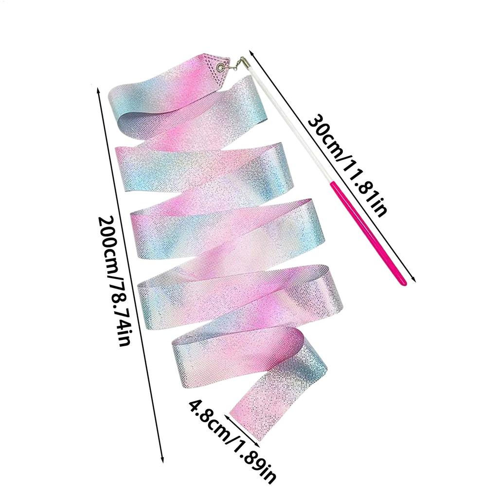 Gymnastics Ribbon 2m Colorful Streamer Ballet competition props potable Dance Training Wand for Children performance beginner