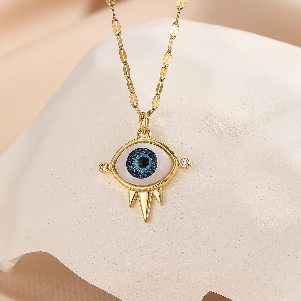 French Style Personality Hip-hop Style Necklace 1 Piece Inlaid with Colorful Zircon Devil Eye Necklace Accessories