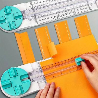 1 Stück Multifunktions-Papierschneider, Rillmaschine, 360-Grad-Rotationspapierschneider, 4-in-1 zum Handschneiden von Kartenkunstwerkzeugen