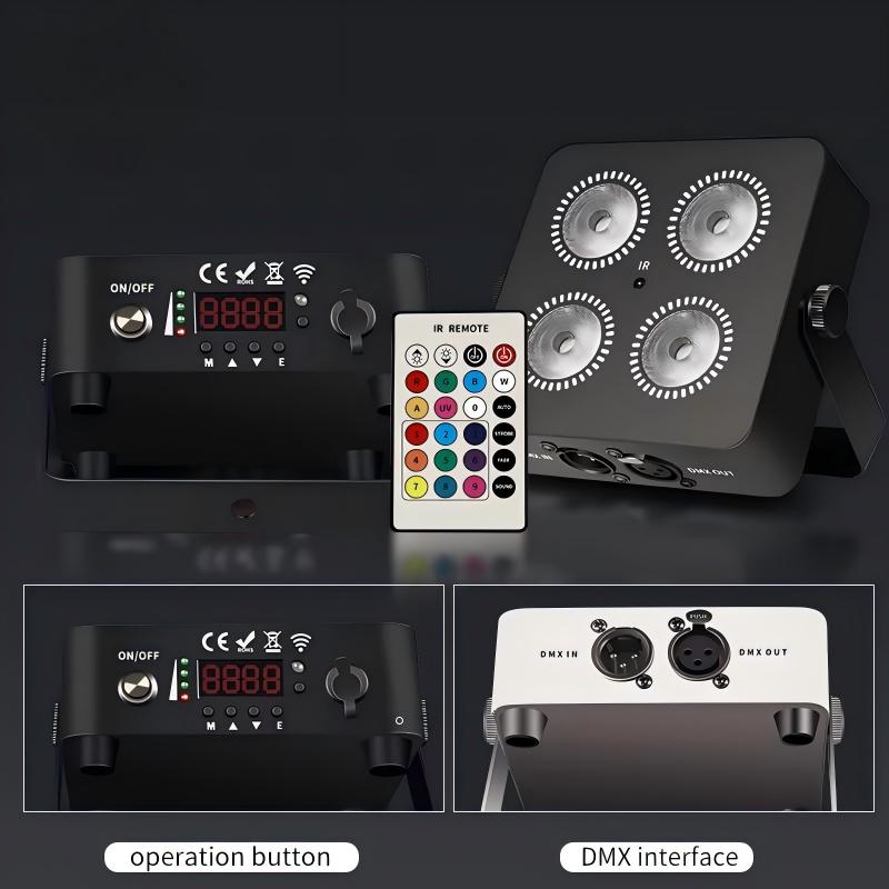 4x18W Led RGBWA UV 6IN1 Color Battery Wireless DMX Led Par Light Mini Battery Party Light 2.4G Wireless.
