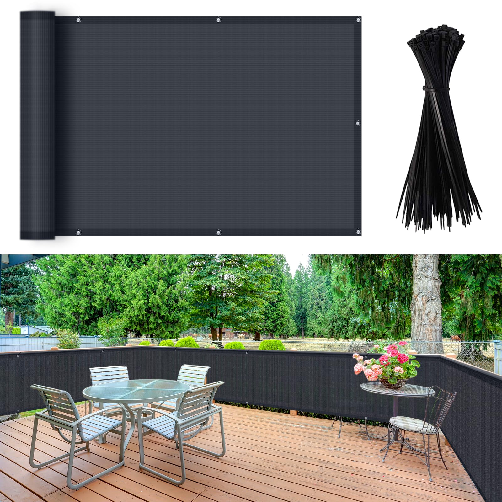 

SUNNY GUARD Veranda Privacy Graphite Ash Outdoor UV Protection Screen, 6x0.7m, Sunshade, Sunshade,