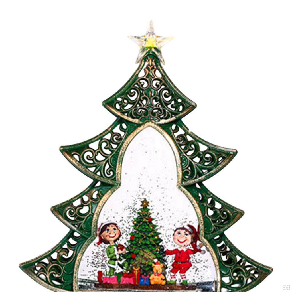 Christmas Music Box Decoration Iron Sculpture Glowing Snow Globe with Light And for