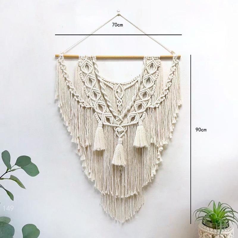 Arazzo da Appendere alla Parete Bohemian Tessuto a Mano con Nappe Decorazione