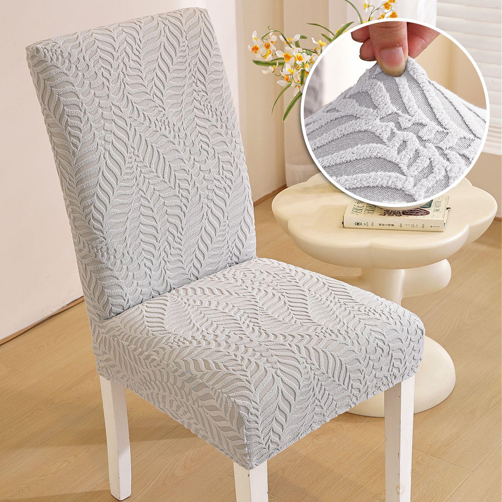

high quality Leaf Jacquard Chair Covers Washable Stretch universal Solid Color Seat Covers for Dining Room Hotel Banquet 1/2/4/6 1PC
