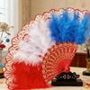 Feathered Fan 20s Retro Folding Fan Flapper Hand Fan for Costumes Dancing Party Wedding Decorations Rave Fan Gift