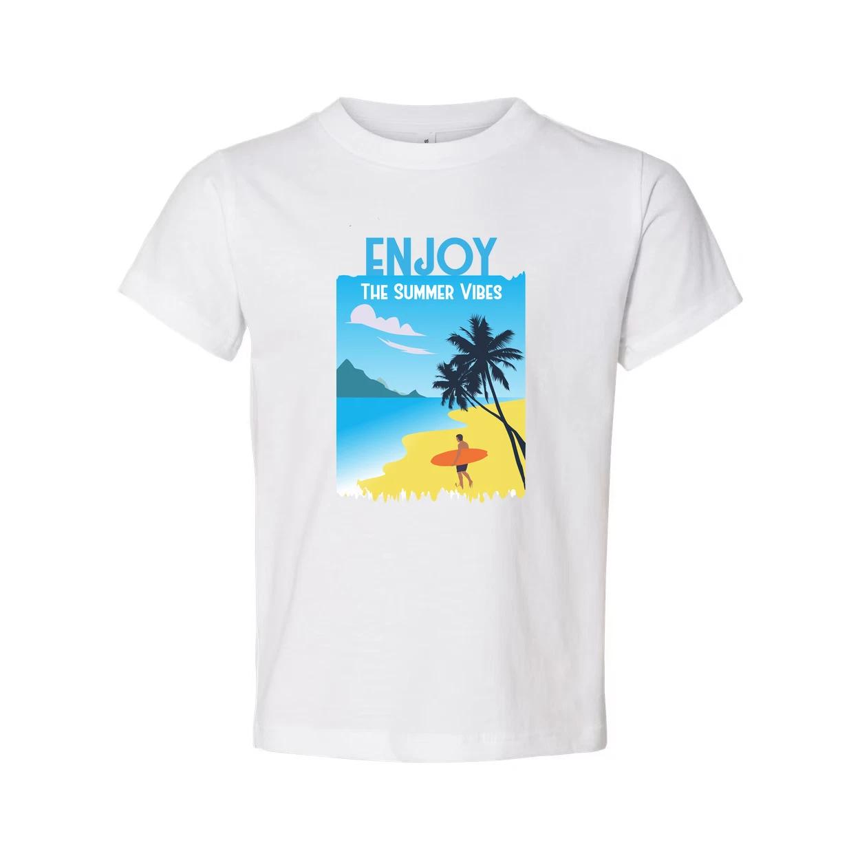 

Unisex Surfing Graphic Tee With Beach Scene And Summer Vibes Artwork Design For S