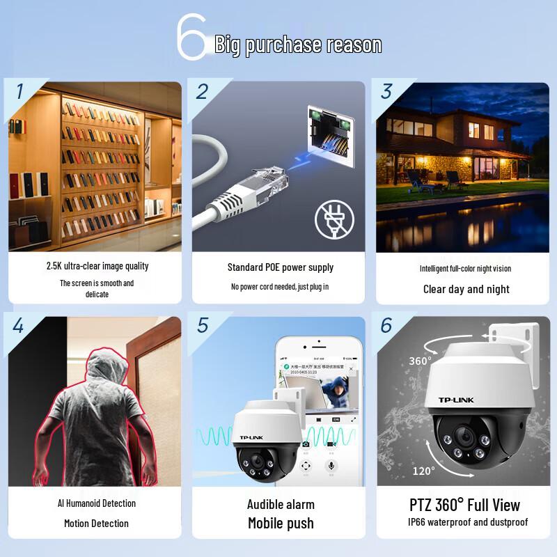 TP-LINK 4MP Outdoor PTZ Security Camera with Full-Color Night Vision CN plug (adapter included)
