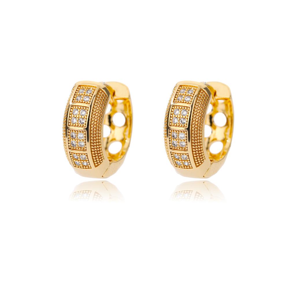 

Cubic Zirconia Hoop Earrings For Women Girls Luxury Band Stainless Steel Earrings Trend Party Jewerly Accessories mujer