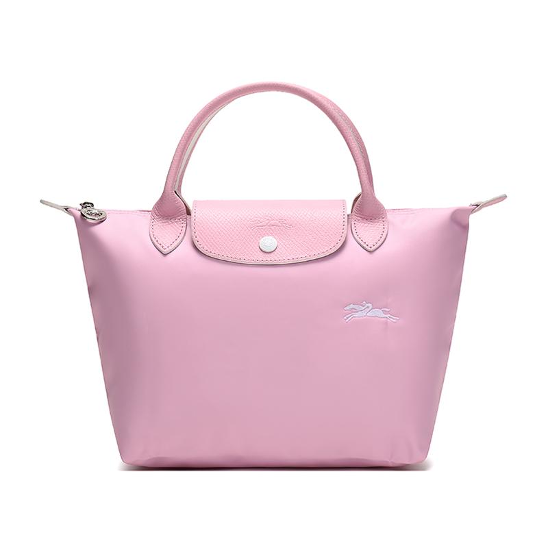 Longchamp Le Pliage Club 23 Solid Color Short Handle Foldable Fabric Canvas Tote Bag Women tote bag Pink 1621619P36