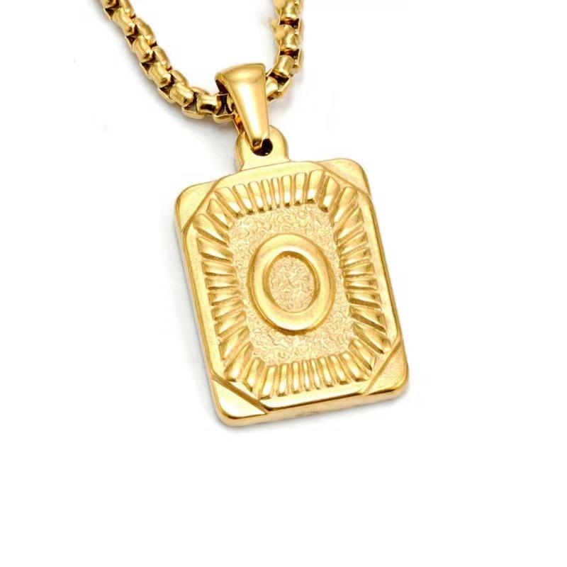 Initial Letter Pendant Necklace Stainless Steel Golden Cuban Chain A-Z Alphabet Name Jewelry For Men Women Gift