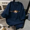Cute Dog Peeking Zipper Design TShirt Unisex Women Casual Cotton Funny Animal Print Streetwear Tops