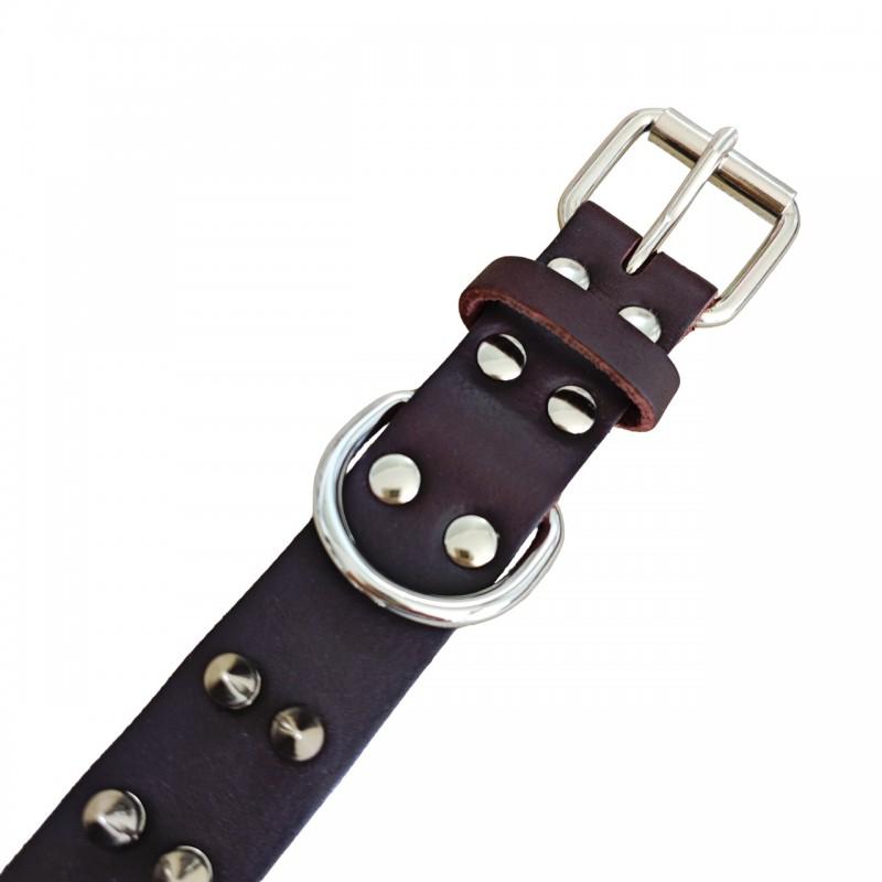 Spiked Rivet Genuine Leather Dog Collar Anti-bite Adjustable Small Medium Large Dogs