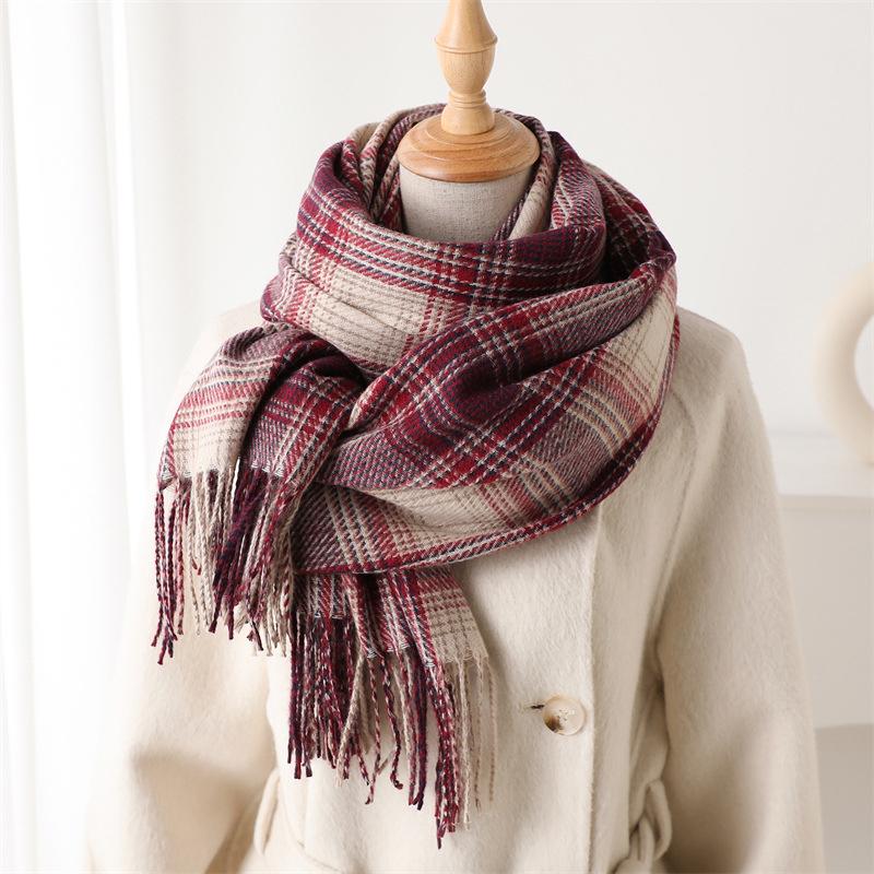 Fashion Faux Cashmere Stripe Winter Warm Scarf Women Soft Shawls Designer Thick Wrap Poncho Unisex Pashmina Blanket Neckerchief