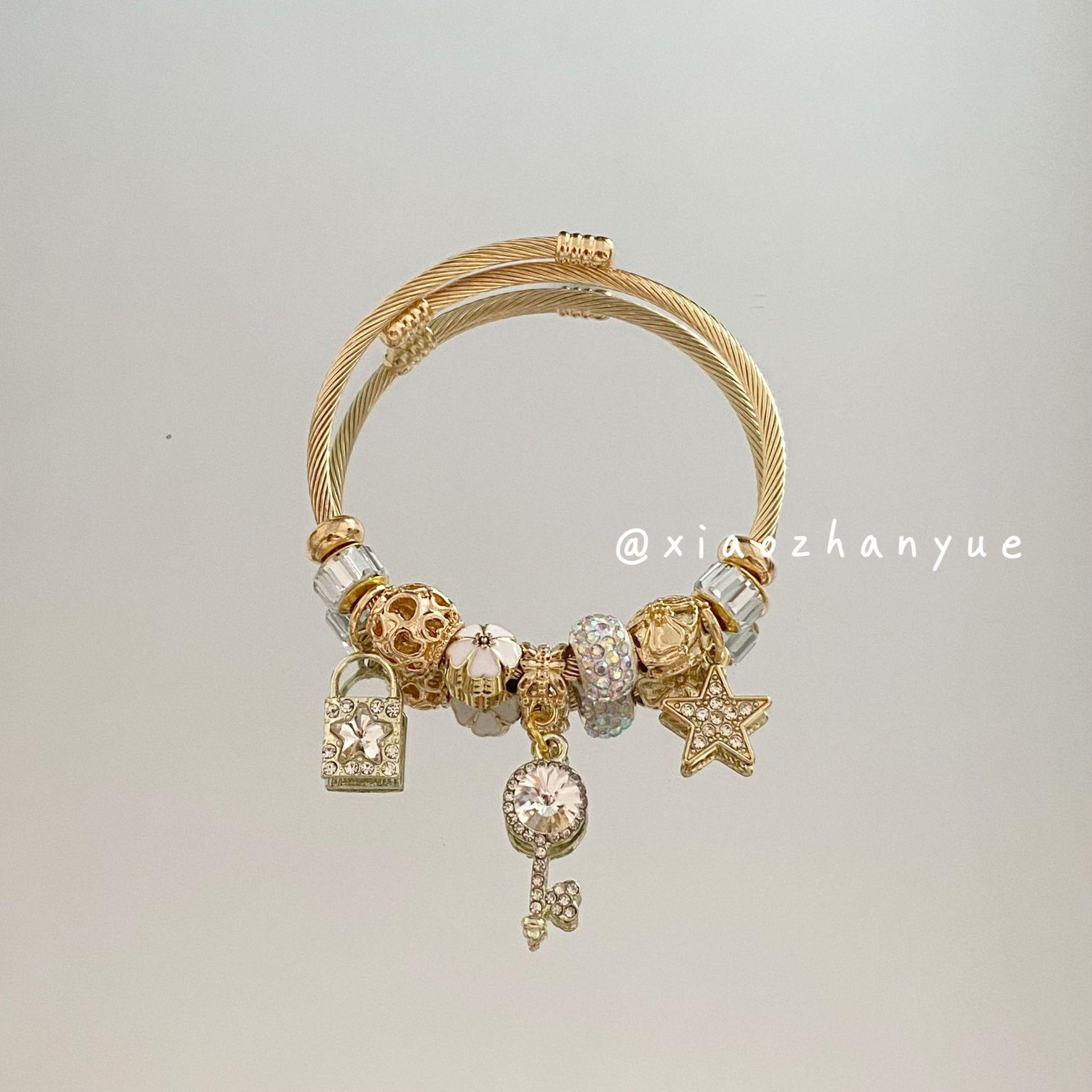 

Panjia Dora Beaded Bracelet with Star Key & Rhinestone Pendant - Adjustable Friendship Jewelry