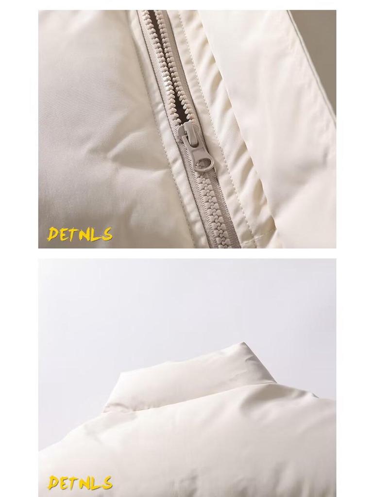 Men's Oversized Warm Solid Color Stand Collar Sleeveless Vest - Trendy Winter Outerwear