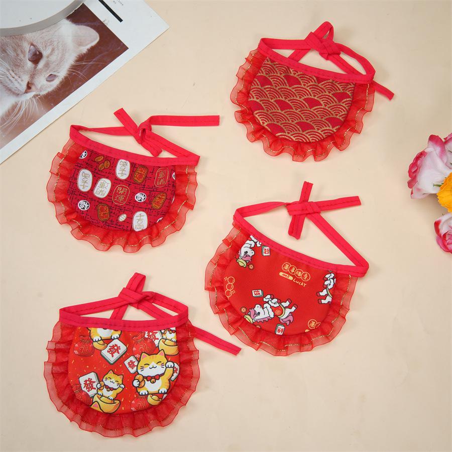 Pet festive bib puppet decoration scarf lace collar cat saliva towel small pet decoration