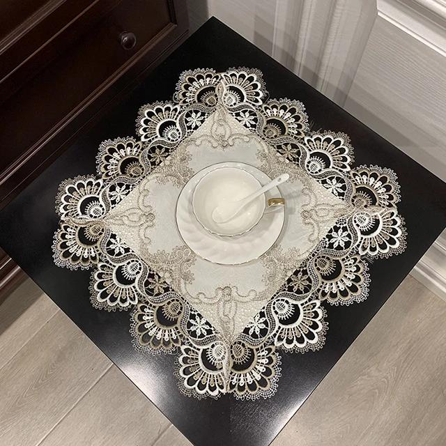 Table Cloth Napkins Table Cover Tablecloth Cup Coffee Mats Placemats Disk Pad Prop Cover Lace Corner Lamp Retro Posing Tea Towel