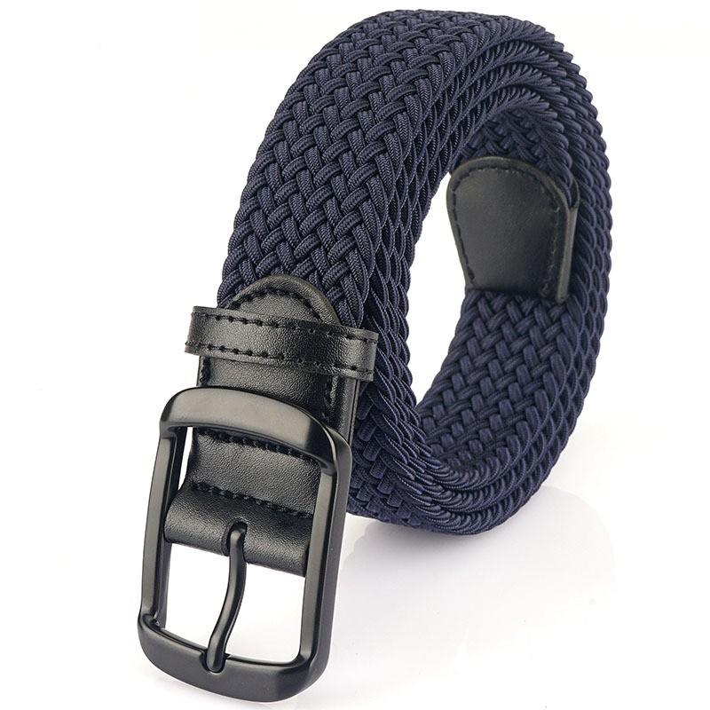 Pin Buckle Men's Knitted Waist Belt Wide Canvas Non-porous Middle-aged Silk Elastic Trousers