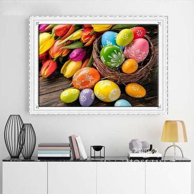 Pintura de Diamantes 5D DIY Huevos de Colores Bordado Mosaico Arte Imagen de Pedrería Decoración Regalo