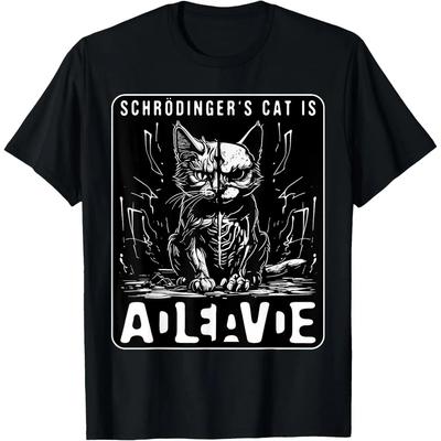Schrodinger's Cat Dead And Alive Quantum Mechanics Physics T-Shirt 100% Cotton O-Neck Short Sleeve Summer Casual Mens T-shirt