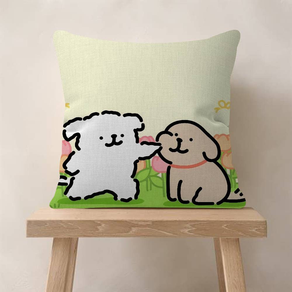 Line P-Puppys Cute Dog Cushion Cover 30X50 Polyester Sofa Cushions Decorative Throw Pillows Home Decoration Pillowcover