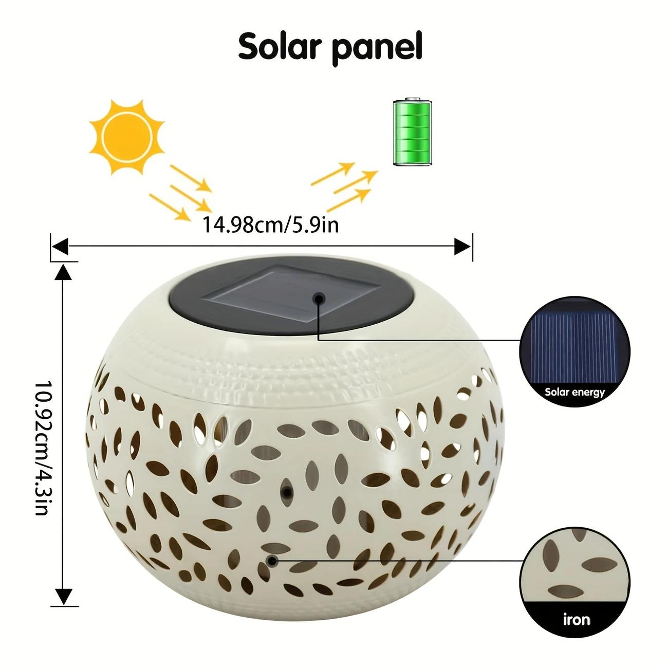 Solar Table Light Outdoor Solar Powered LED Lamp Hollowed-Out Metal Desktop Decorative Lantern Patio Garden light  Desktop Light