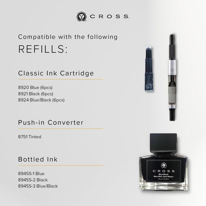 Cross Fountain Pen M Medium Nib Townsend 536M Chrome