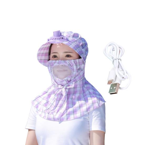 

Женский велосипедный головной убор Перезаряжаемый электрический вентилятор Дышащий солнцезащитный козырек Летняя охлаждающая кепка Принадлежности для езды фиолетовый