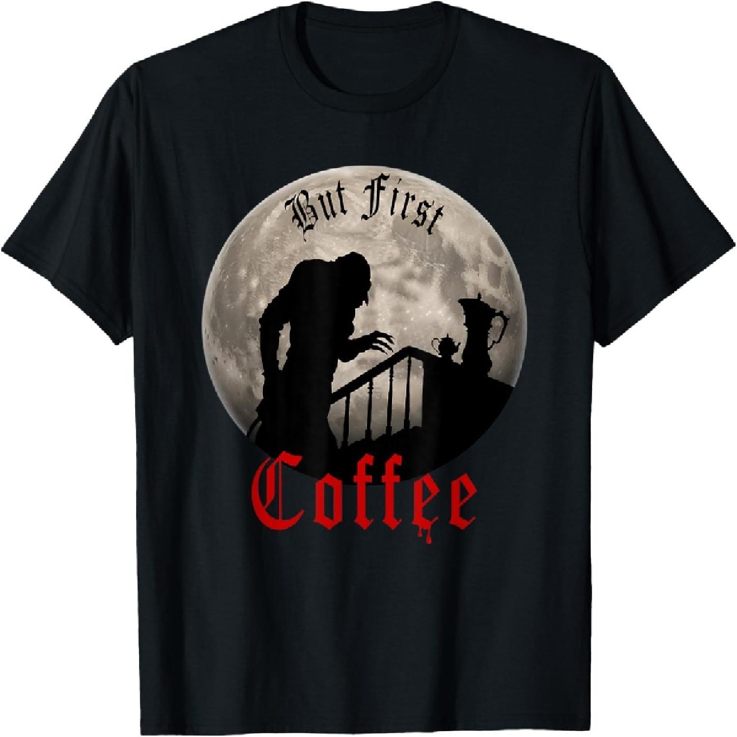 Funny Dracula horror - But First Coffee gothic Vampire fans T-Shirt XXXXXL разноцветный
