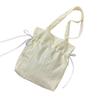3 Girls Heart Bow Shoulder Bag Drawstring Bundle Canvas Bag Fresh Handbag Women's Shopping Bag