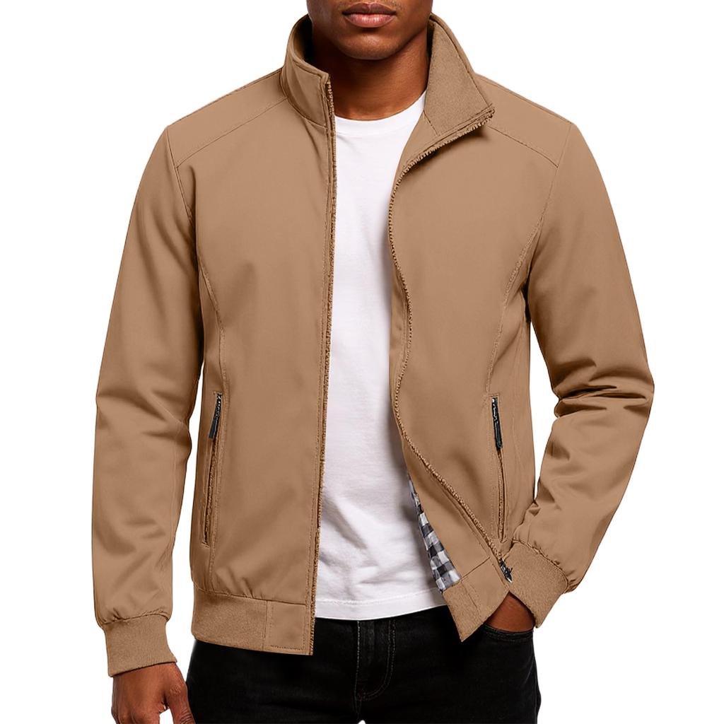 Men's Relaxed-Fit Casual Workwear Baseball Jacket Long-Sleeve Outerwear
