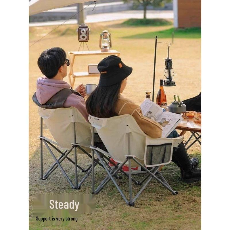 A1R Outdoor Folding Moon Set: Portable Casual Picnic Table & Chair with Backrest