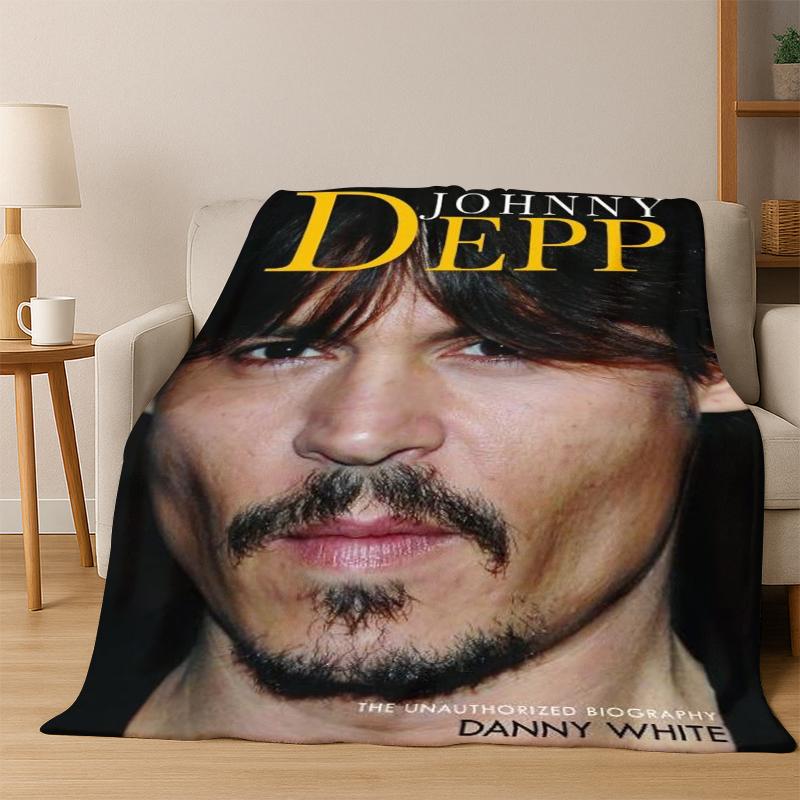 Hübscher Johnny Depp Star Flanelldecke Weiche Warme Decke Überwurfdecke für Schlafzimmer Wohnzimmer Bett Reise Picknick Geschenk Kind
