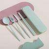 4Pcs/Set Non-slip Tableware Set Good Grip Durable BPA Free Spoon Fork Cutter Chopsticks Cutlery Set