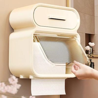 Rack Toilet Roll Holder Tissue Box Wall-Mounted Toilet Tissue Holder Storage Organizer Double Layer Bathroom Shelves