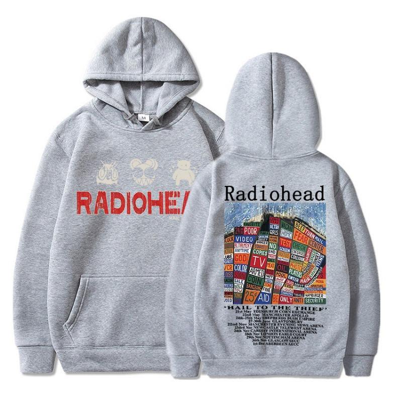 Radiohead Vintage Print Hoodie Men's Women Clothing Pullover Hip Hop Rock Band Hail To The Thief Music Album Hooded Sweatshirts