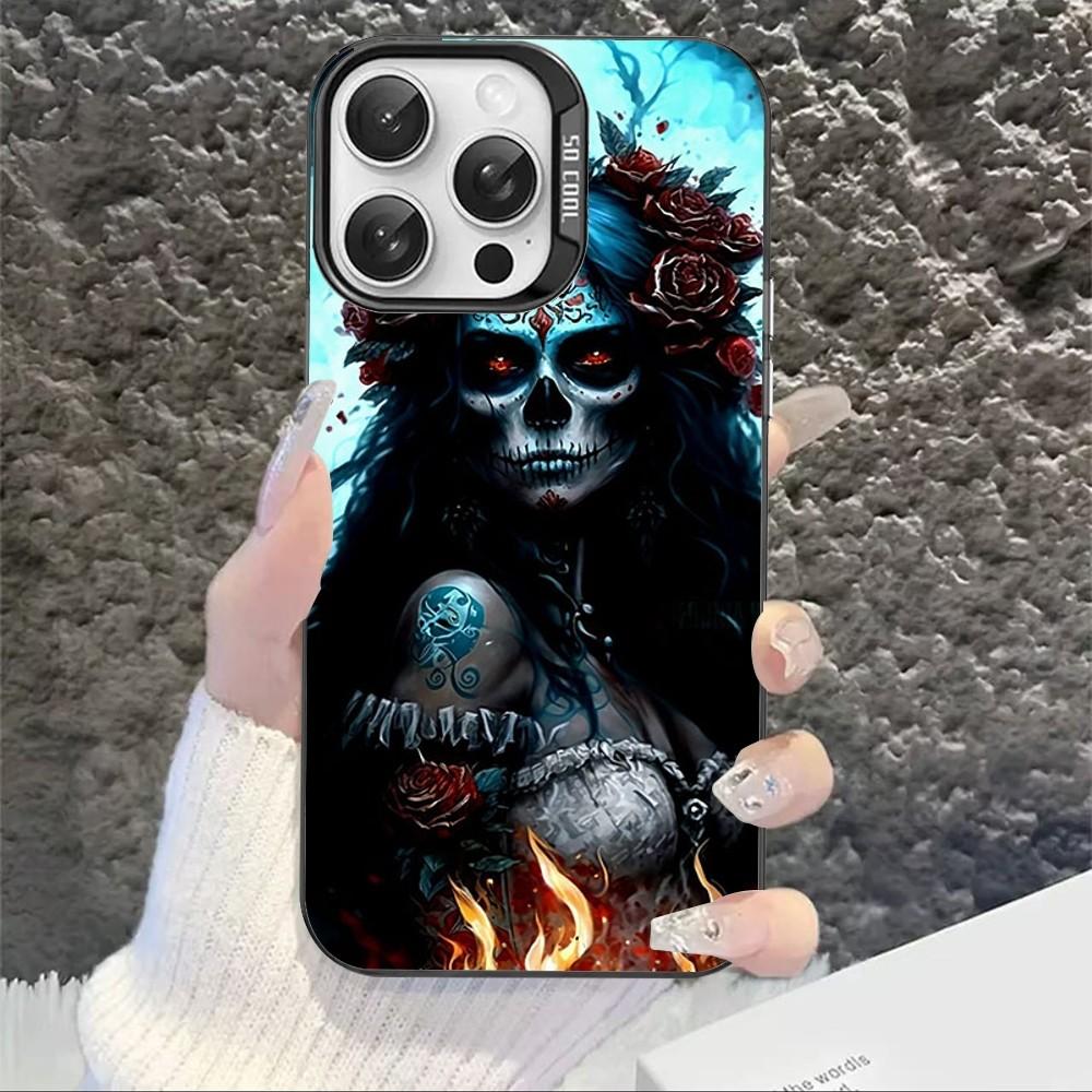 

Catrina Beautiful Rose Girl Skull Phone Case For IPhone 16 15 14 13 12 11 Pro Max X XR XSMAX 8 Plus Matte Shockproof Back Cover iPhone 14