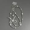 INS Silber Perle Herz Schleife Handykette Crossbody Hals hängend CCD Kamera Kette Taschenanhänger für Frauen