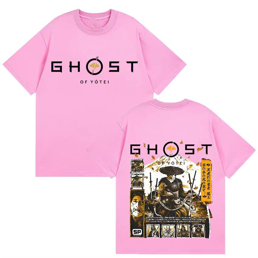 2026 Japanese Game Ghost of Yotei Graphic pure cotton mens shirt ukiyoe style ONeck Short Sleeve womens fashion Tshirt