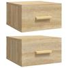 Wall Mounted Nightstands Set of 2 Sonoma Oak Finish 35 x 35 x 20 cm