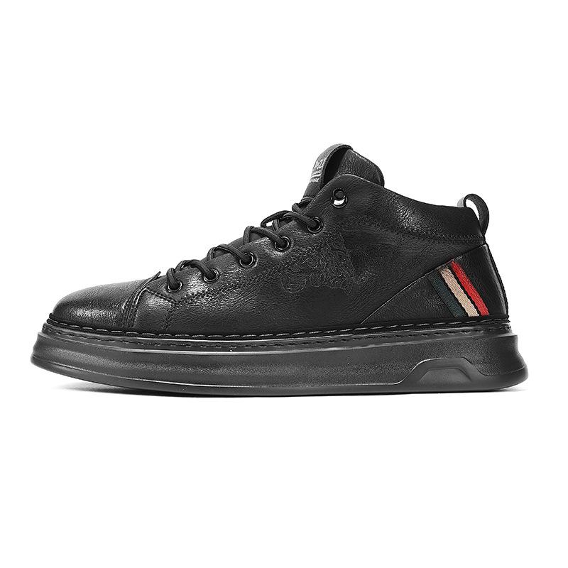 

22 autumn and winter new casual shoes low top thick baseplate shoes comfortable warm tide small leather shoes 39 чёрный