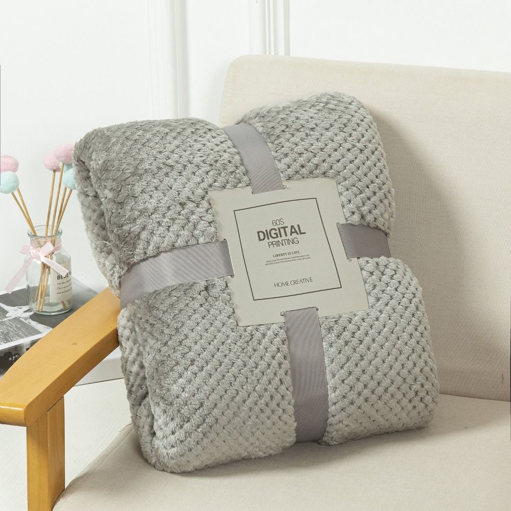 Warm Soft Waffle Textured Large Size Bed Sofa Home Textile Fleece Blanket Quilt Flannel Blanket