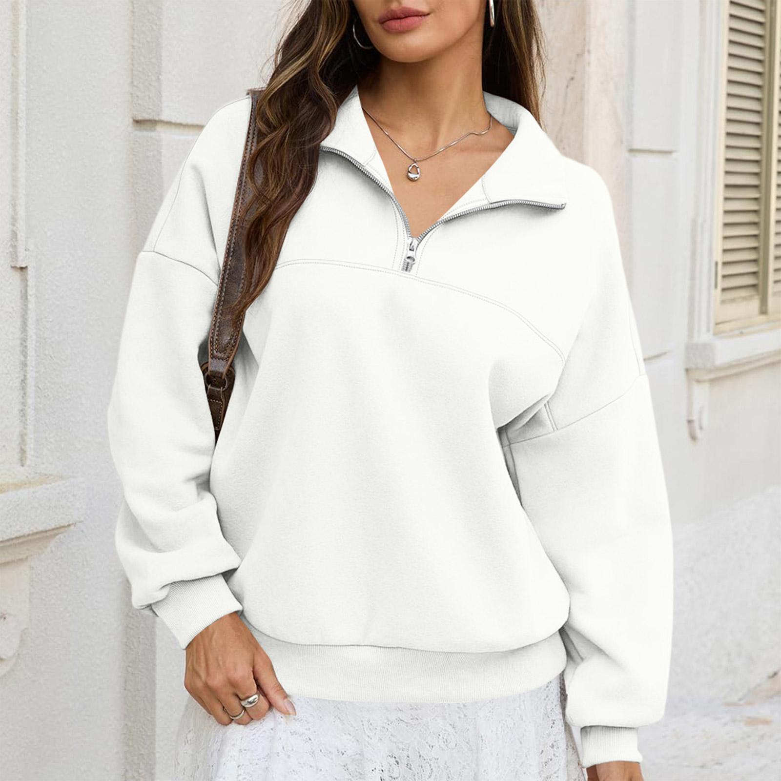 Womens Casual Long Sleeve Drawstring Sweatshirt Pullover Tops Loose Oversized Clothes XL белый 1890₽