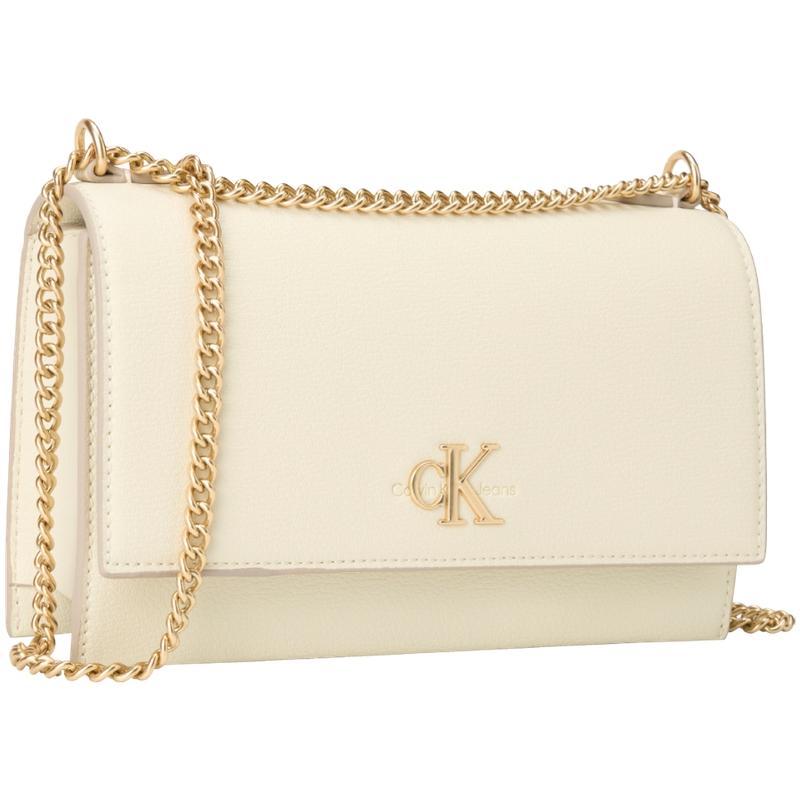 Calvin Klein Casual Minimalist Metal Buckle Chain Crossbody Commuter Bag Women Shoulder Bag White Gold DH2806-RYW