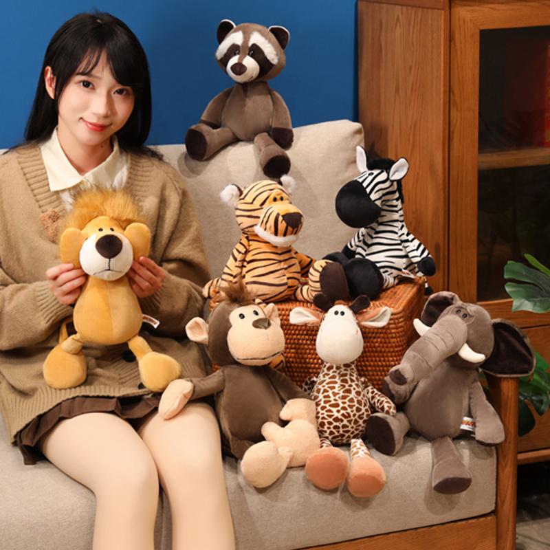 Stuffed Lifelike Lion Tiger Elephant Monkey Leopard Doll Simulation Forest Animals Plush Toys Birthday Gift