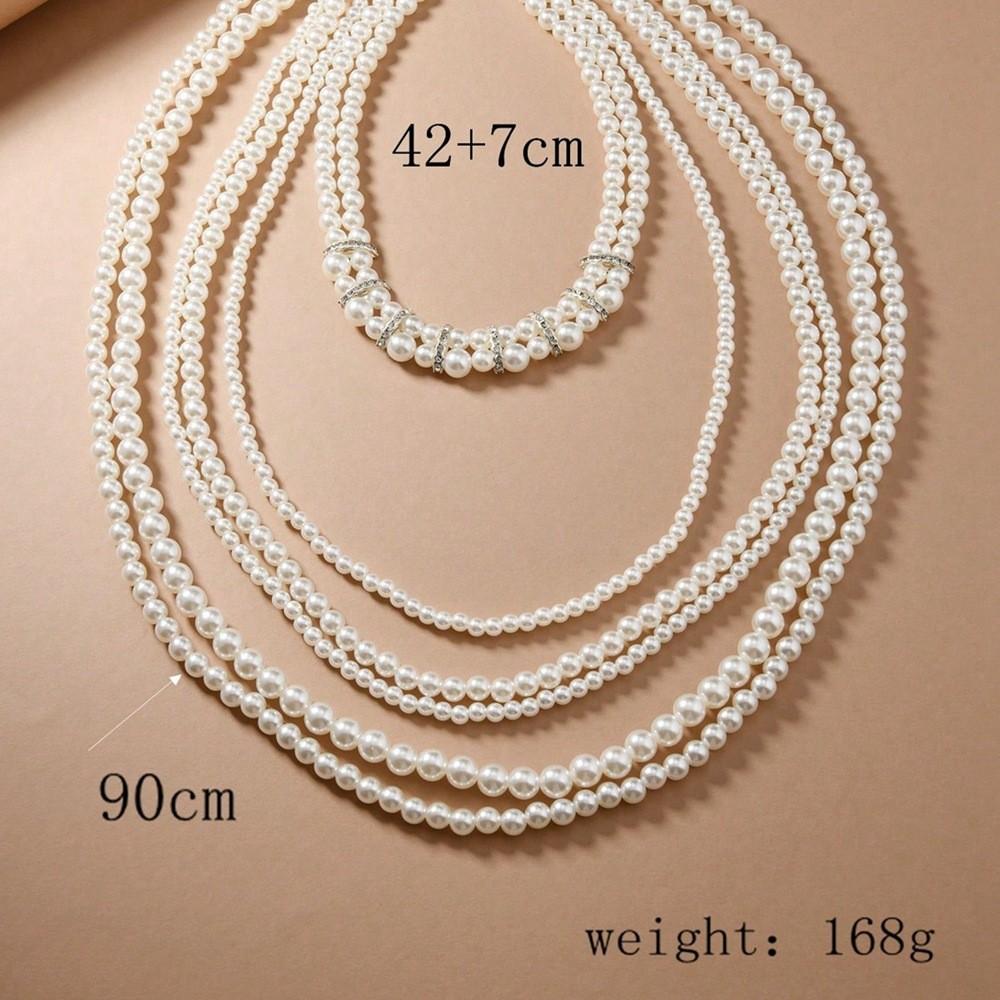 Geometriskt pärlhalsband med strassdekorationer för festkvinnor